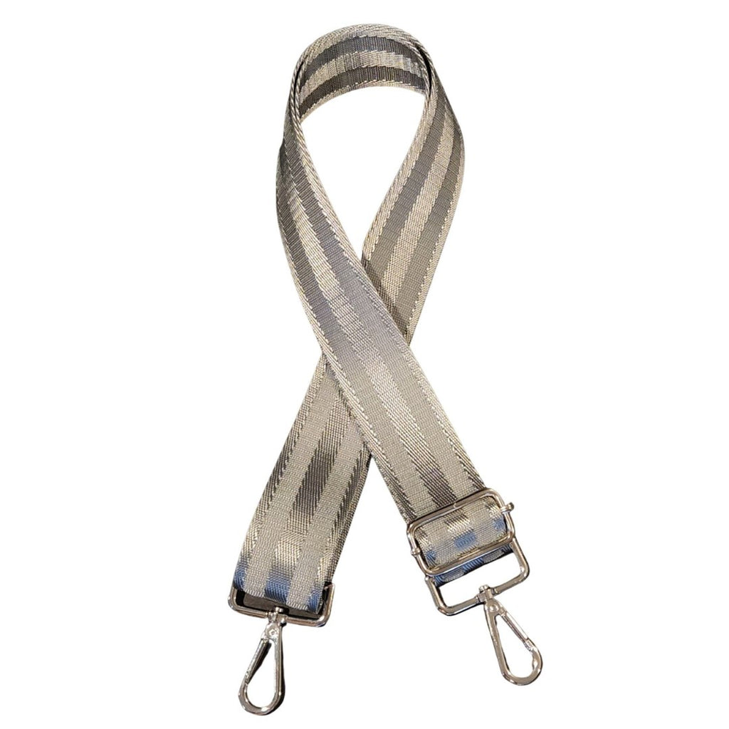 Detachable Crossbody Purse Strap - Gray with White & Silver Stripe