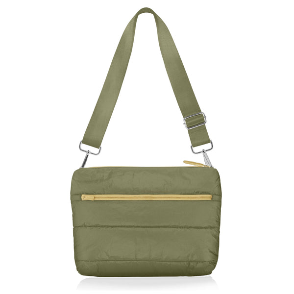Army green handbag with flower charm – RTW Creation