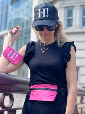 Hot Pink Fanny Pack Crossover Bag or Fitness Fanny Pack Hi Love