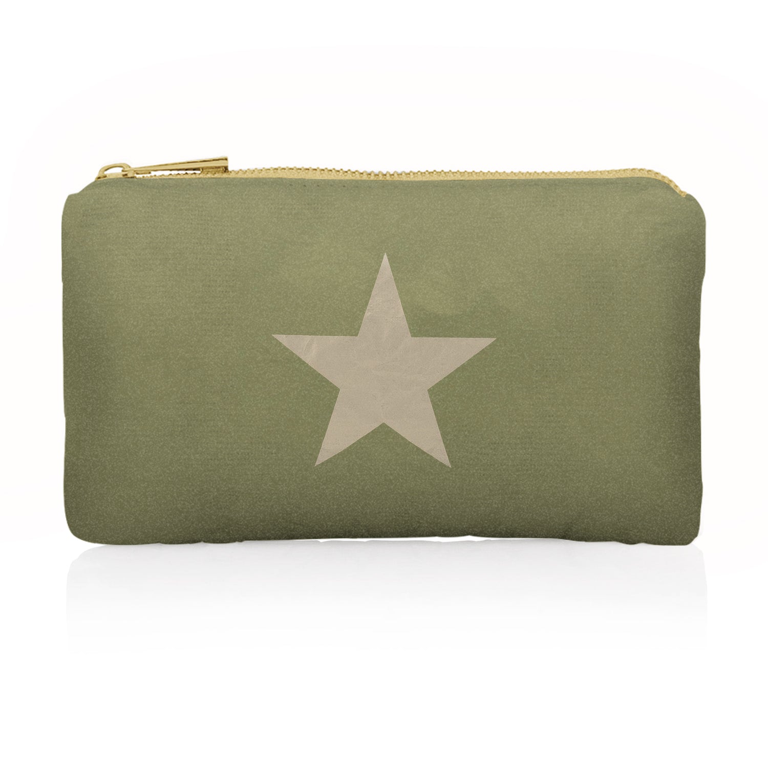 Mini Zipper Pack in Shimmer Olive Green with Beige Star