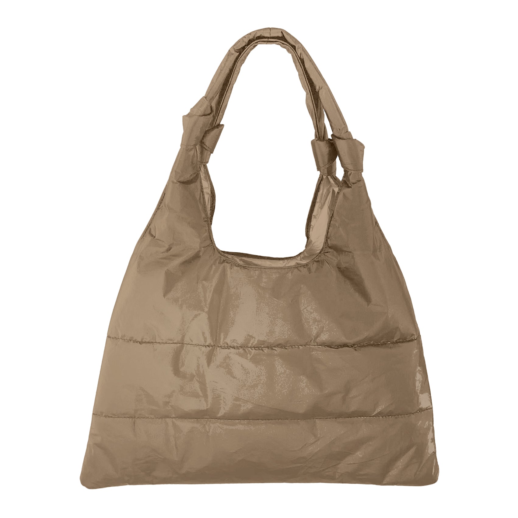 Large shimmer bronze puffer purse tote