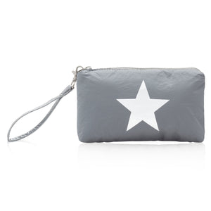 Zip Wristlet in Cool Gray with Silver Star