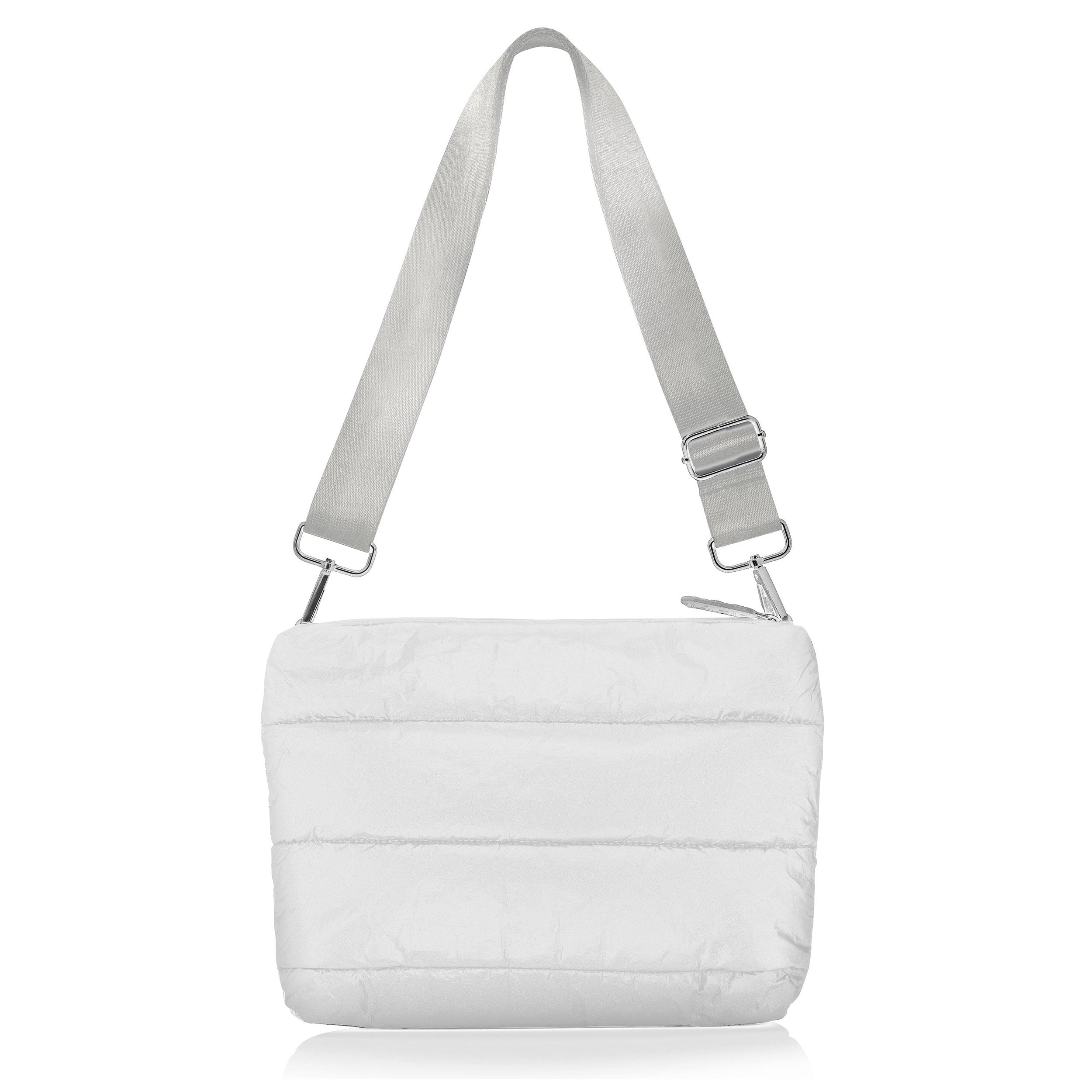 White quilted phone cross body purse