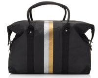 The Weekender Travel Bag in Earth Gray with Silver & Gold Stripes